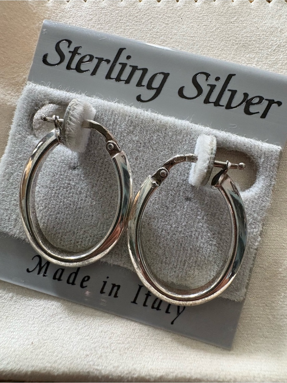 Made in Italy Sterling Silver Classic Hoop Earrings -oval